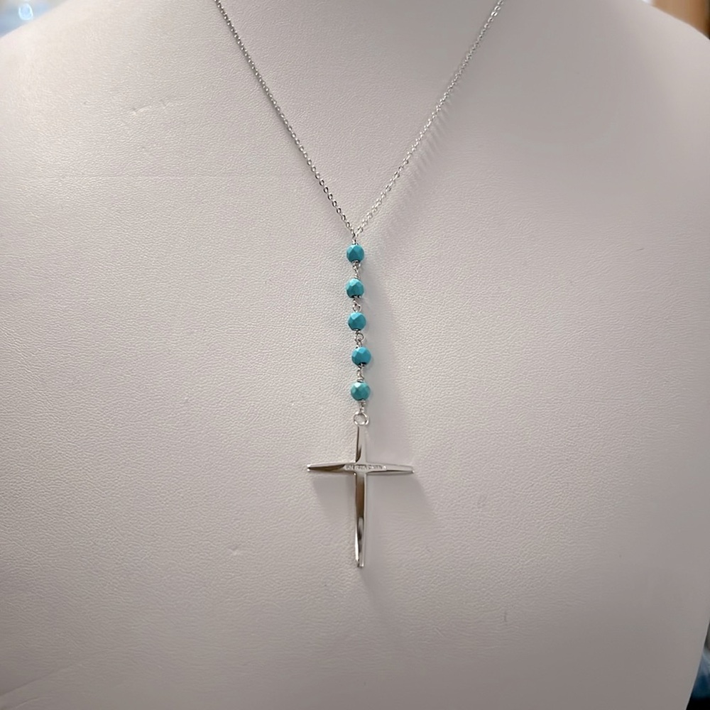 Sterling silver turquoise cross necklace